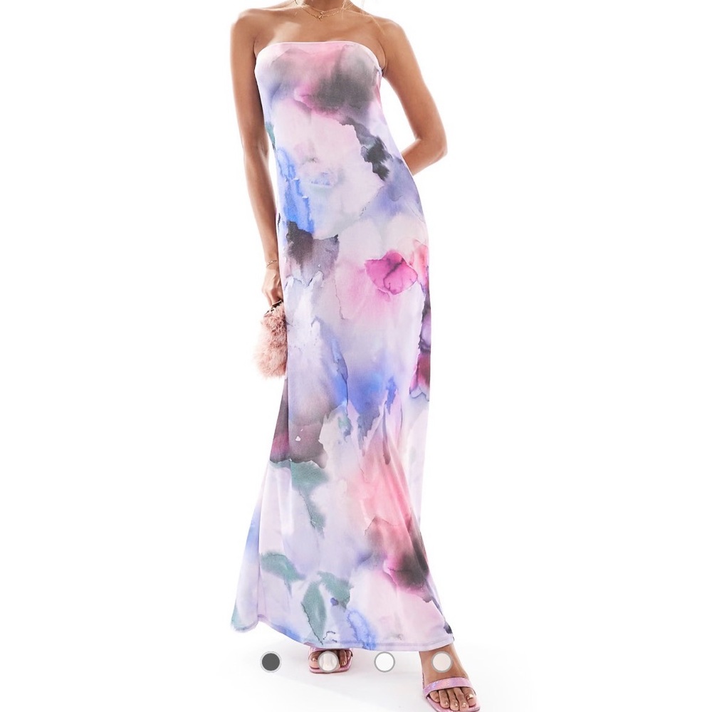 ASOS strapless Watercolor Maxi Dress